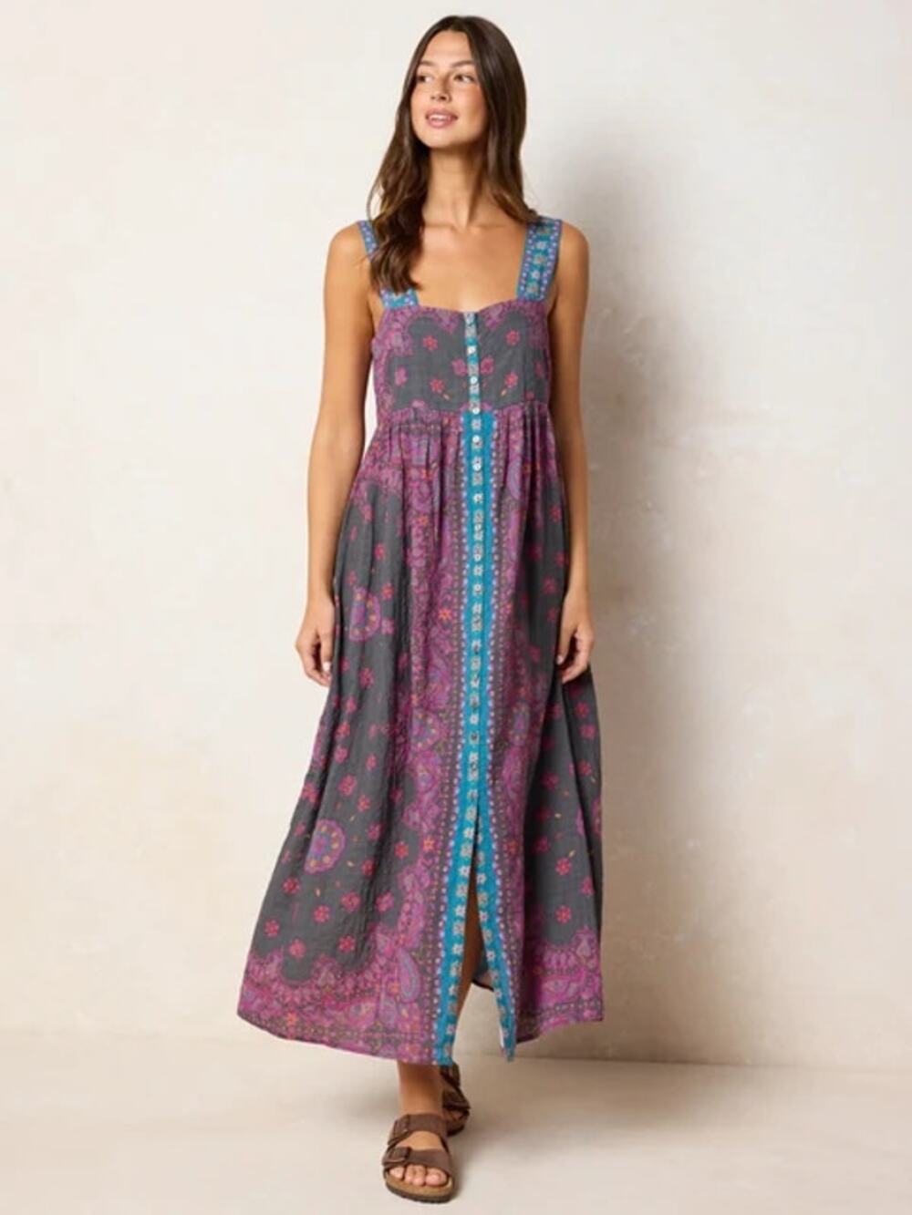 NEW Natural Life Lucy Maxi Dress Purple Paisley Sleeveless Floral Size M